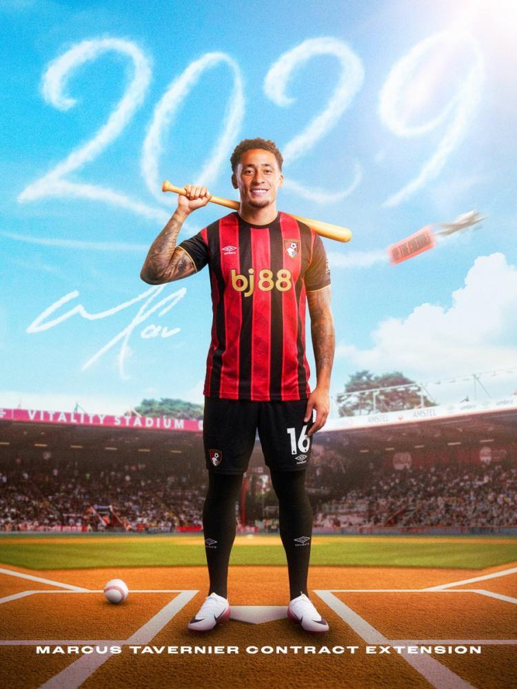 官方：伯恩茅斯与边锋塔韦尼耶续约至2029年